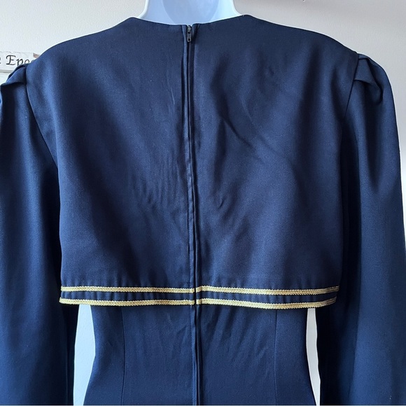 Vintage 80s Jessica Howard Military Flight Attendant Dynasty Navy Dress - Picture 8 of 12